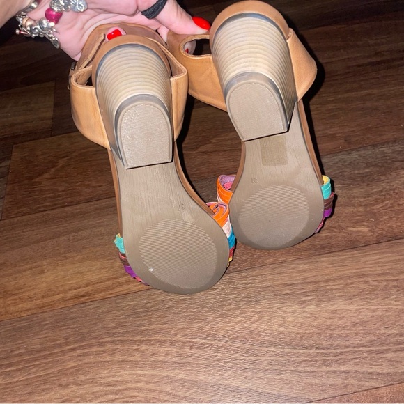 Bueno Multi Color Colorful Leather Block Heel Ankle Strap Size‎ 37 - Picture 6 of 11